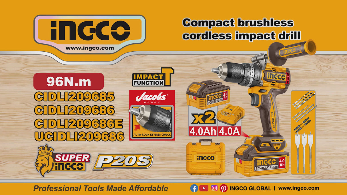 Ingco Brushless Cordless Impact Drilll  - CIDLI209685