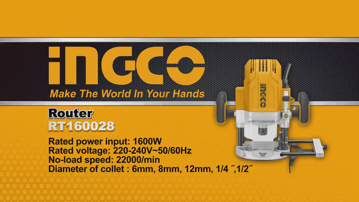 Ingco Electric Router 1600W with Adjustable Plunge Capacity – RT160028