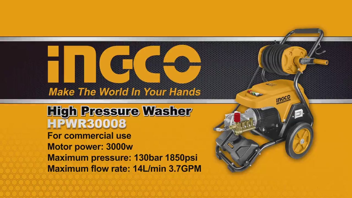 Ingco High Pressure Washer 3000W 130Bar - HPWR30008