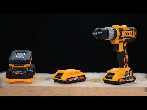 Ingco Lithium-Ion Cordless Hammer Impact Drill With Two 20V 2.0Ah Batteries & Charger - CIDLI200215
