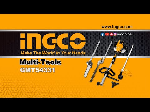 Ingco 52cc 4-In-1 Gasoline Multi-Tool Kit with Grass Cutter, Chain-saw, Trimmer & Bush Cutter – GMT55231