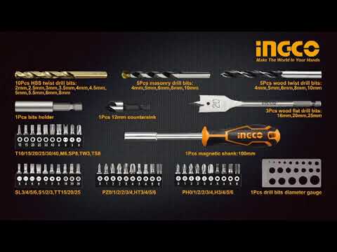 Ingco 67-Piece Accessories Set – Masonry, HSS, Wood Drill Bits & Screwdriver Bits – HKTAC010671