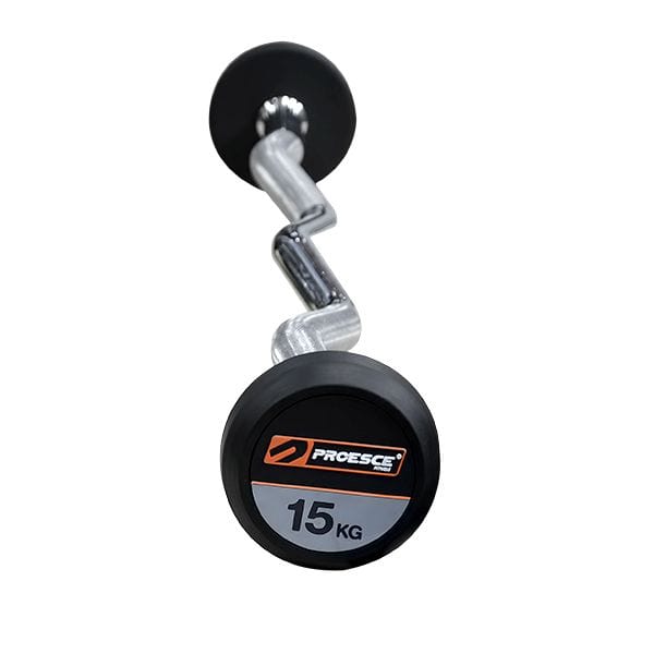 Proesce Sports & Fitness Equipment Proesce Rubber Barbell With Curled Bar 15KG - LDBS-220-15KG