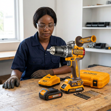 Professional technician with the Ingco impact drill kit