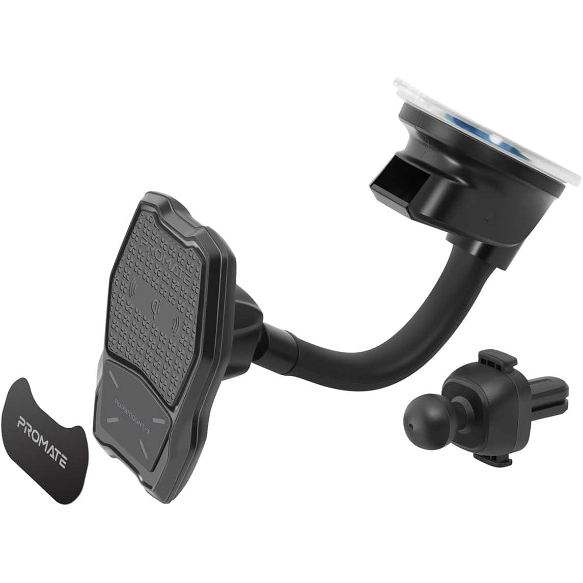Promate Power & Charging Accessories Promate 10W Qi Magnetic Wireless Car Charging Mount - AuraMount-3
