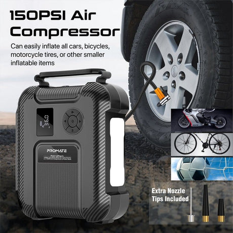 Promate Auto Battery Accessories Promate 1200A/12V Heavy Duty Car Jump Starter with 150PSI Air Compressor & Power Bank - PatrolPack