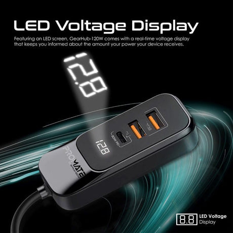 Promate Power & Charging Accessories Promate 120W RapidCharge™ Car Charger with Multi-Port Backseat Charging Hub - Gearhub-120W