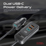 Promate Power & Charging Accessories Promate 120W RapidCharge™ Car Charger with Multi-Port Backseat Charging Hub - Gearhub-120W