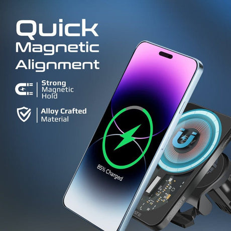 Promate Power & Charging Accessories Promate 15W MagSafe Transparent Car Wireless Charger - LucidMount-15