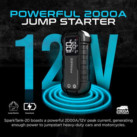 Promate Auto Battery Accessories Promate 2000A/12V Heavy Duty Car Jump Starter with 20000mAh Power Bank & 45W Power Delivery - SparkTank-20