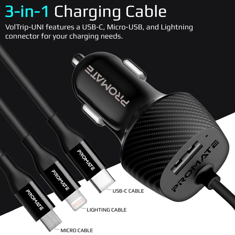 Promate Power & Charging Accessories Promate 3.4A Multi-Connect Universal Car Charger with USB Port - VolTrip-Uni