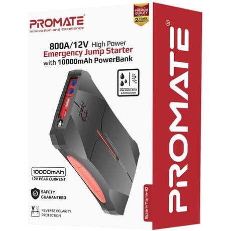 Promate Auto Battery Accessories Promate 800A/12V Car Jump Starter with 10000mAh Power Bank - SparkTank-10