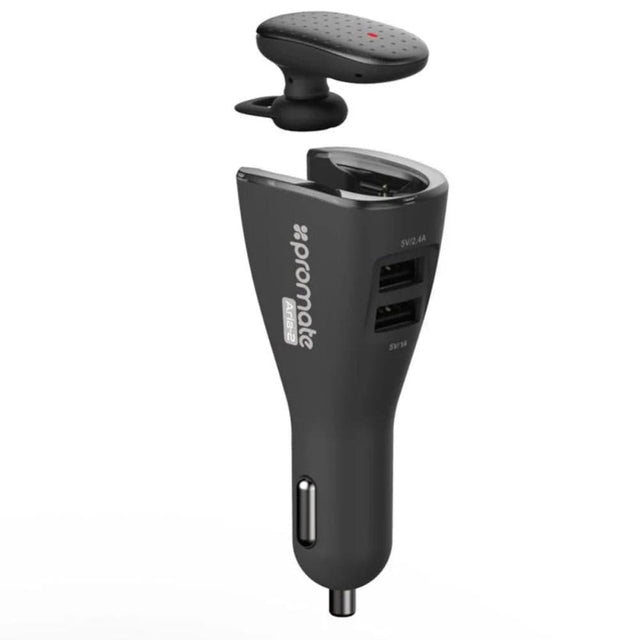 Promate Audio & Entertainment Promate Bluetooth Headset with Dual USB Car Charger - Aria-2
