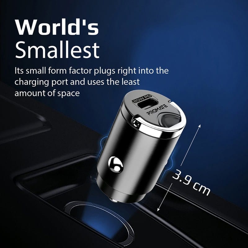 Promate Power & Charging Accessories Promate Car Charger with 20W Power Delivery - Bullet-PD20