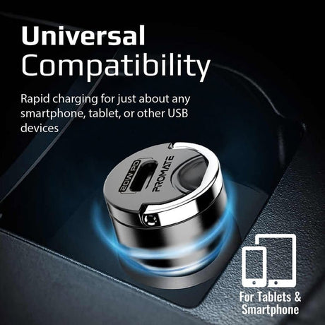 Promate Power & Charging Accessories Promate Car Charger with 20W Power Delivery - Bullet-PD20
