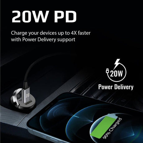 Promate Power & Charging Accessories Promate Car Charger with 20W Power Delivery - Bullet-PD20
