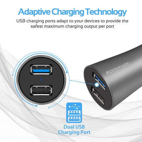 Promate Power & Charging Accessories Promate Fast 3.0 Dual USB Port Car Charger - Robust-QC3