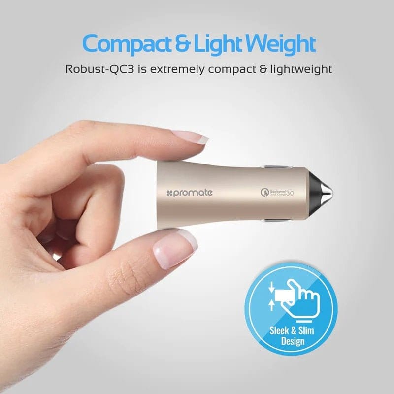 Promate Power & Charging Accessories Promate Fast 3.0 Dual USB Port Car Charger - Robust-QC3
