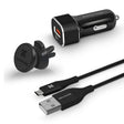 Promate Power & Charging Accessories Promate QC 3.0 Car Charger with Heavy Duty Mesh Armored USB-C Cable - AutoGear-QC3