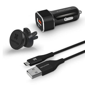 Promate Power & Charging Accessories Promate QC 3.0 Car Charger with Heavy Duty Mesh Armored USB-C Cable - AutoGear-QC3