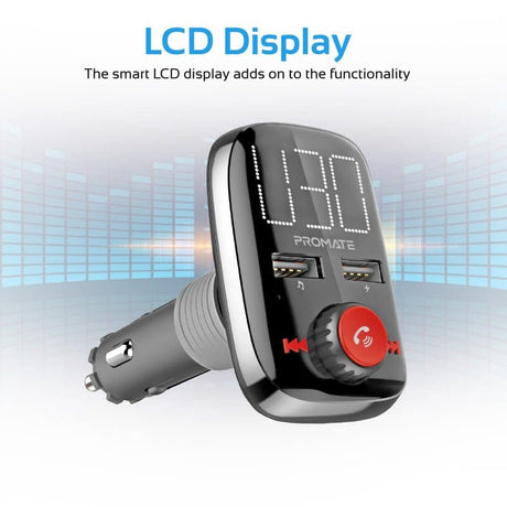 Promate Audio & Entertainment Promate Wireless In-Car FM Transmitter With Dual USB Charging Ports - SmarTune-3