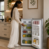 Luxell 94L Compact Single-Door Refrigerator with LED Light, Inox Finish - LXMB-110SL