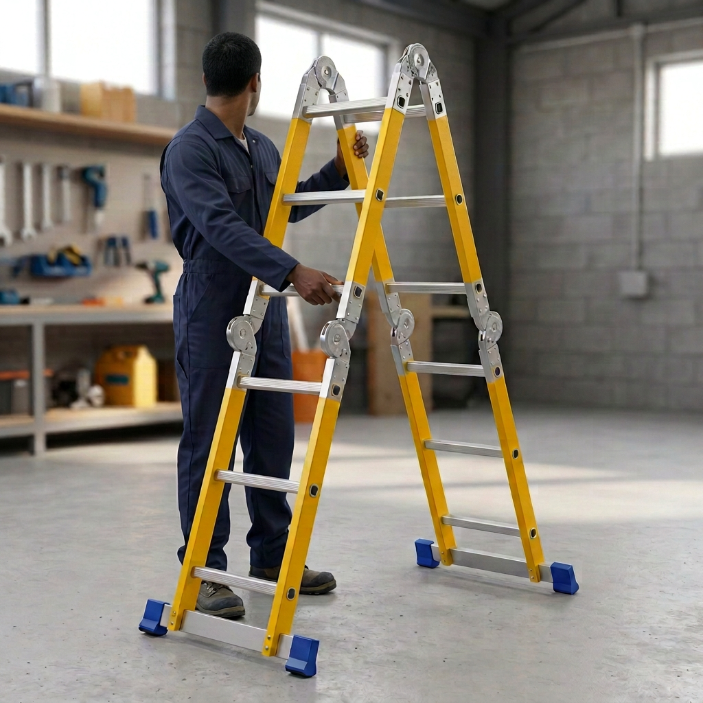 Rear-view setup inspection of the Wadfow multipurpose ladder