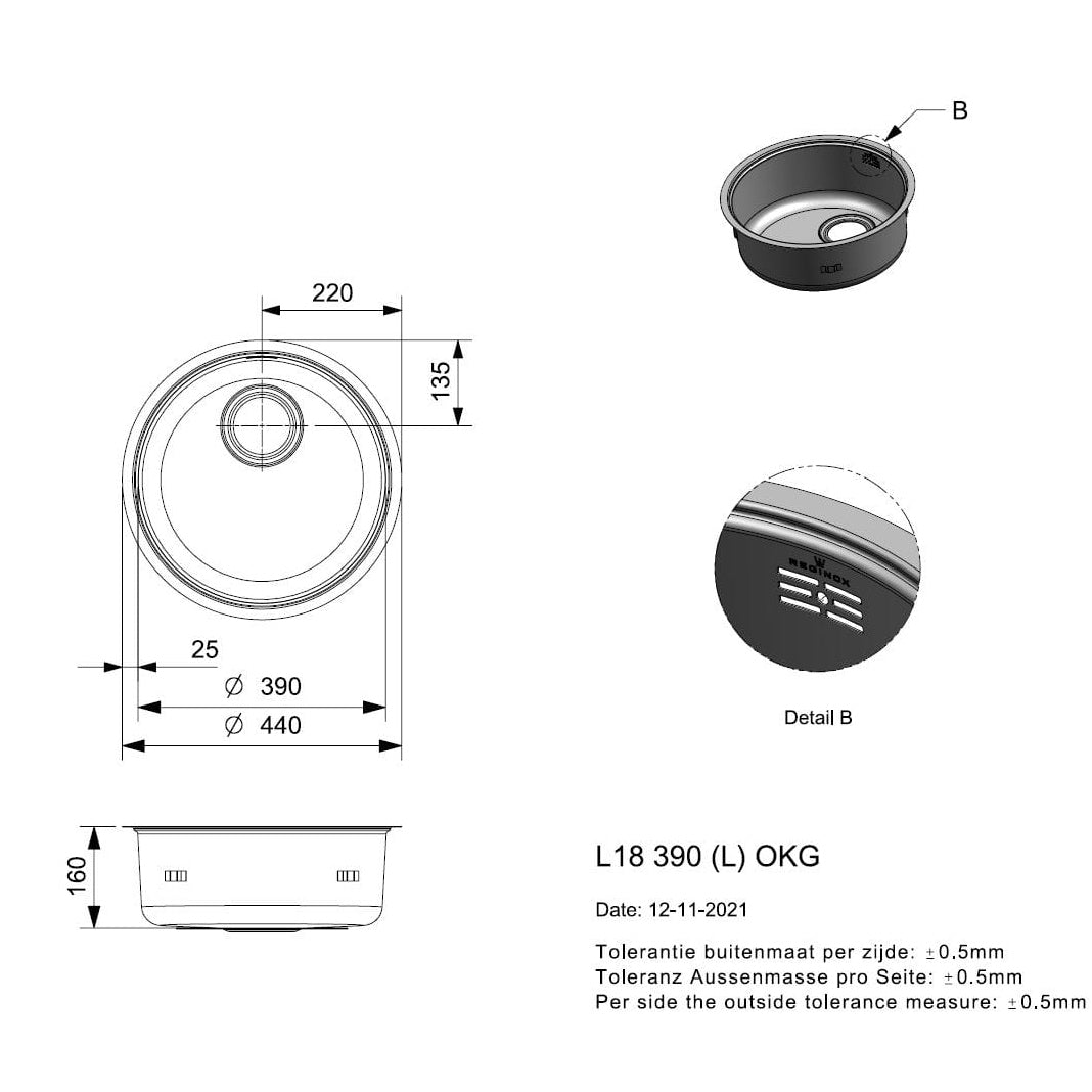 Reginox Kitchen Sink Reginox L18 Kitchen Sink - 390 OKG