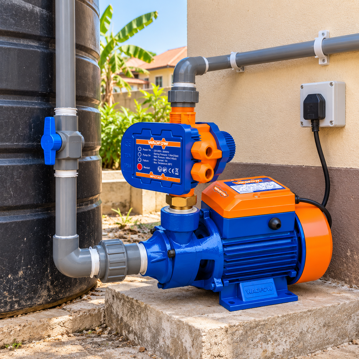 Wadfow Compact Home Water Pressure System 0.5HP + Automatic Control | Supply Master Complete