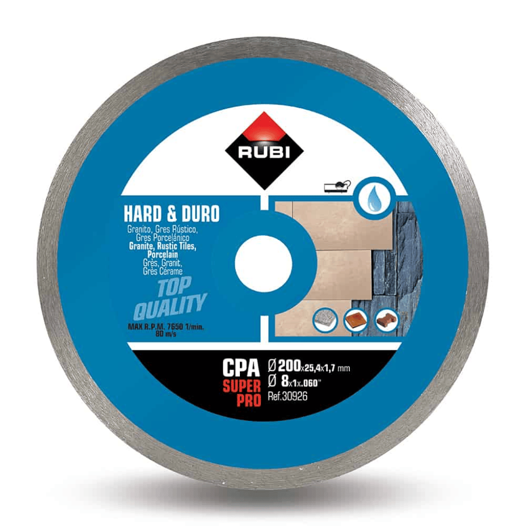 Rubi Grinding & Cutting Wheels Rubi Continuous Rim Diamond Cutting Disc for Hard Materials 200mm - 350mm | CPA SUPERPRO Series