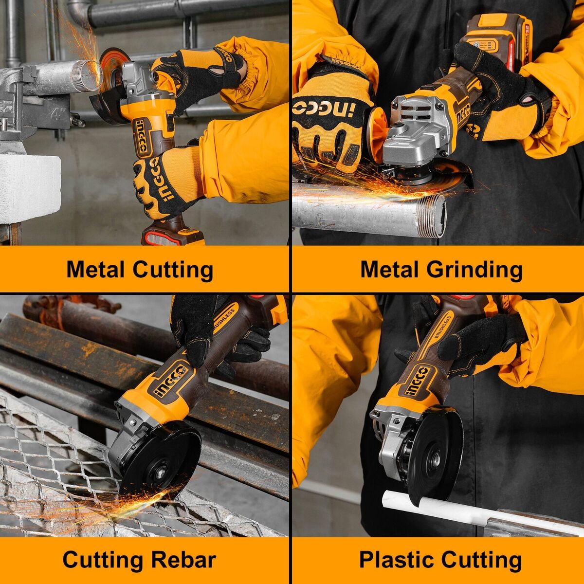 Ingco 4.5" Lithium-Ion Cordless Angle Grinder with Brushless Motor – CAGLI211541