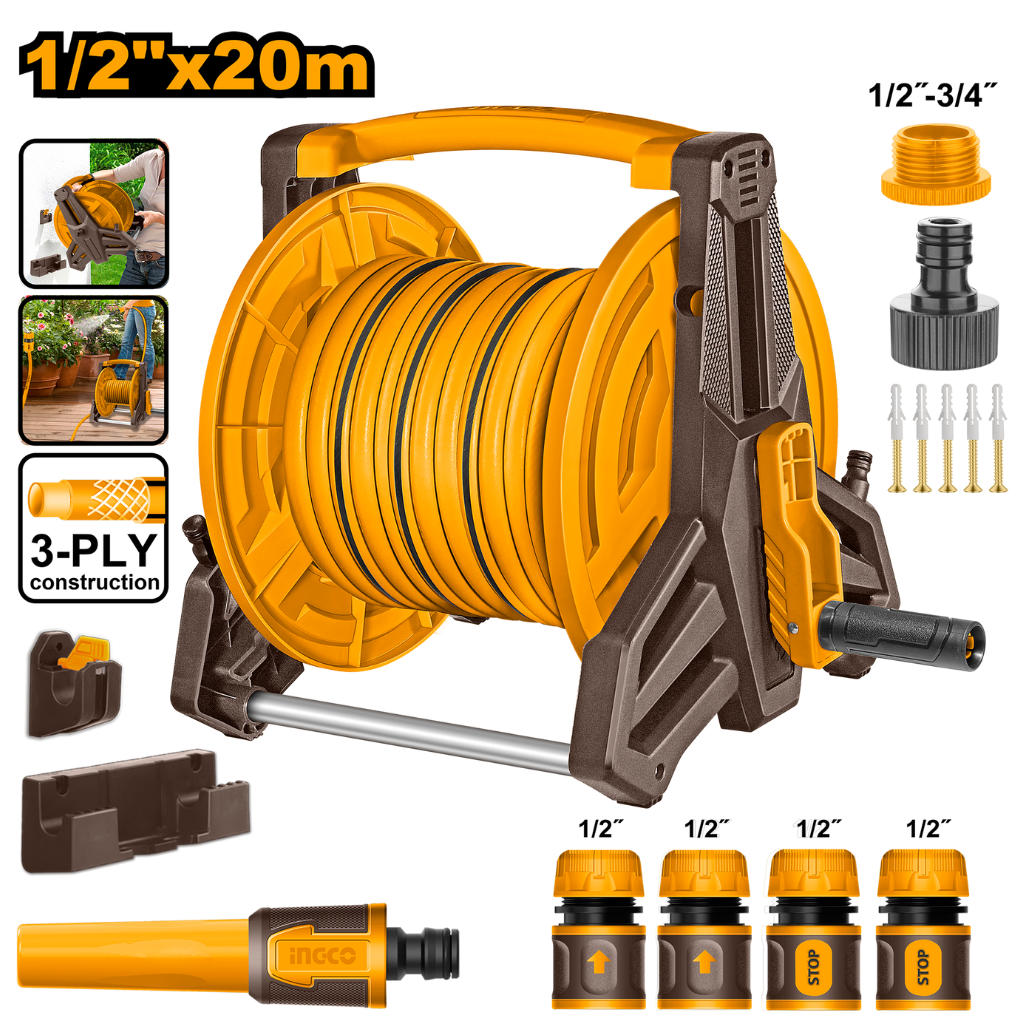 Ingco Hose Reel Set With Complete Accessory Kit -  HHR20124