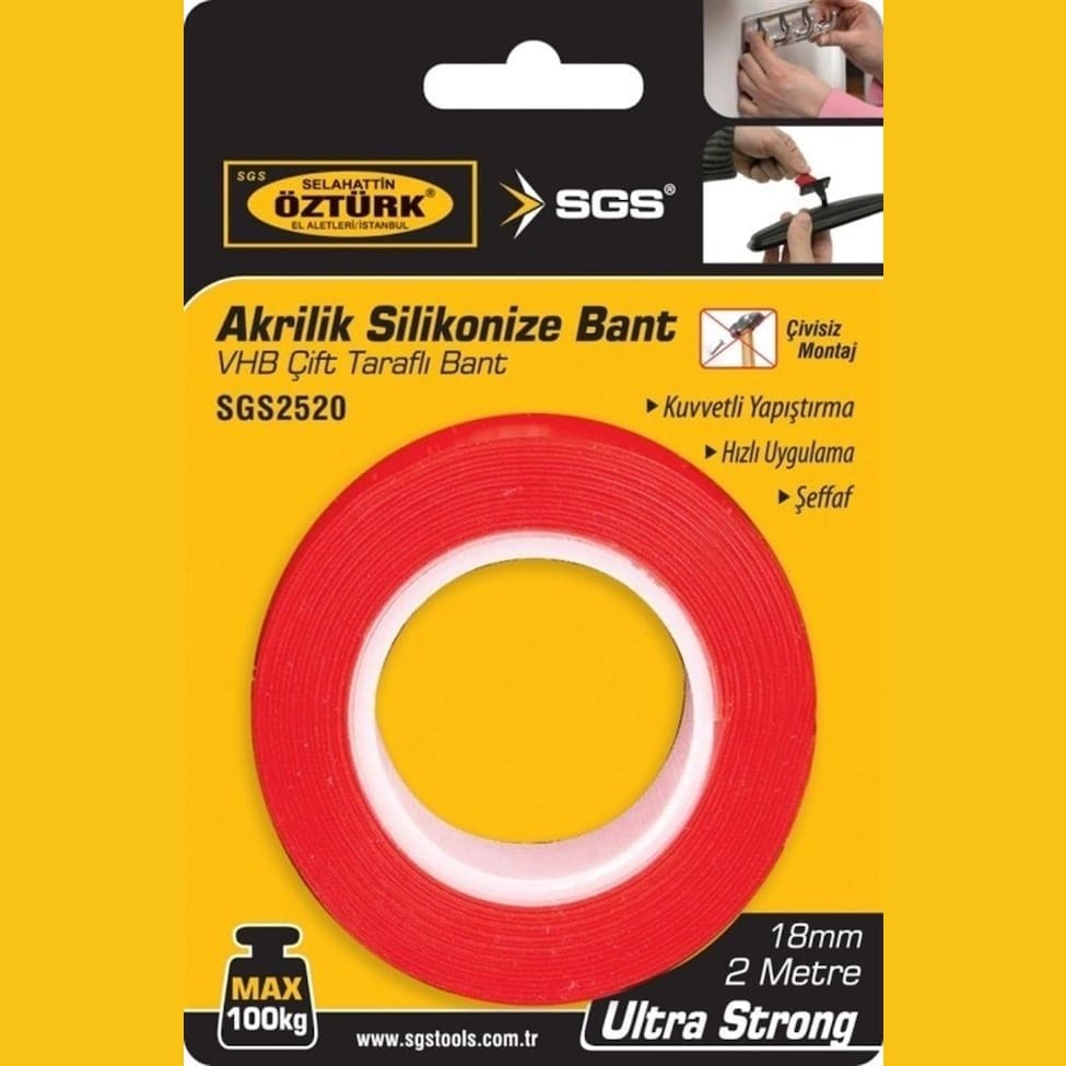 SGS Adhesives & Tapes SGS 2m Double Sided Acrylic Siliconized Tape - 18mm & 24mm