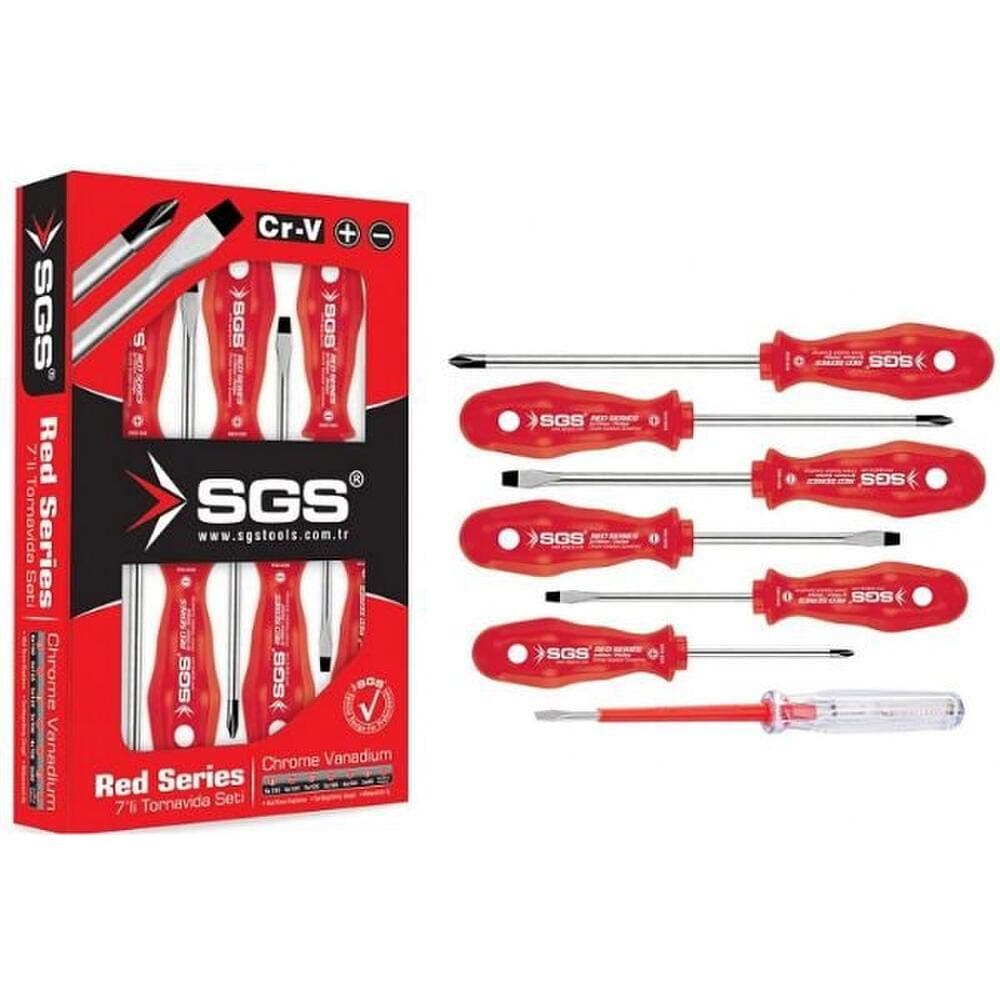 SGS Screwdrivers SGS 7 Pieces Screwdriver Set Red Series - SGS1040