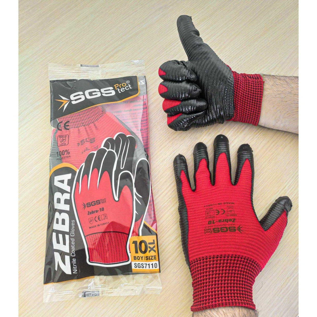 SGS Work Gloves SGS Nitrile Coated Polyester Gloves