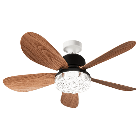 SM BuildPro Ceiling Lights Wooden Textured blades Ceiling Fan with LED Light and Remote Control - 18W