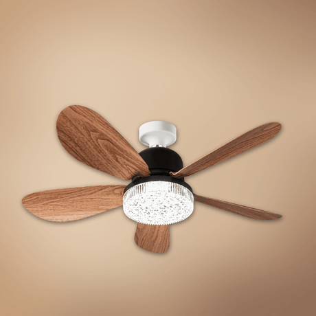 SM BuildPro Ceiling Lights Wooden Textured blades Ceiling Fan with LED Light and Remote Control - 18W