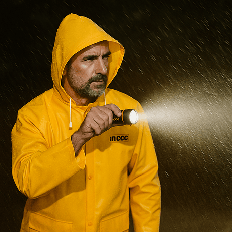 SM Bundles - Tools Specialty Safety Equipment Rain Ready Kit - Safety Rain Boots, Rain Suit & Waterproof LED Flashlight