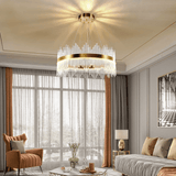 SM Electrical Ceiling Lights Modern Crystal Chandelier, Round Crystal Gold LED Hanging Ceiling Light - ESC-SJD-A-800