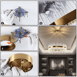 SM Electrical Ceiling Lights Modern Crystal Chandelier, Round Crystal Gold LED Hanging Ceiling Light - ESC-SJD-A-800