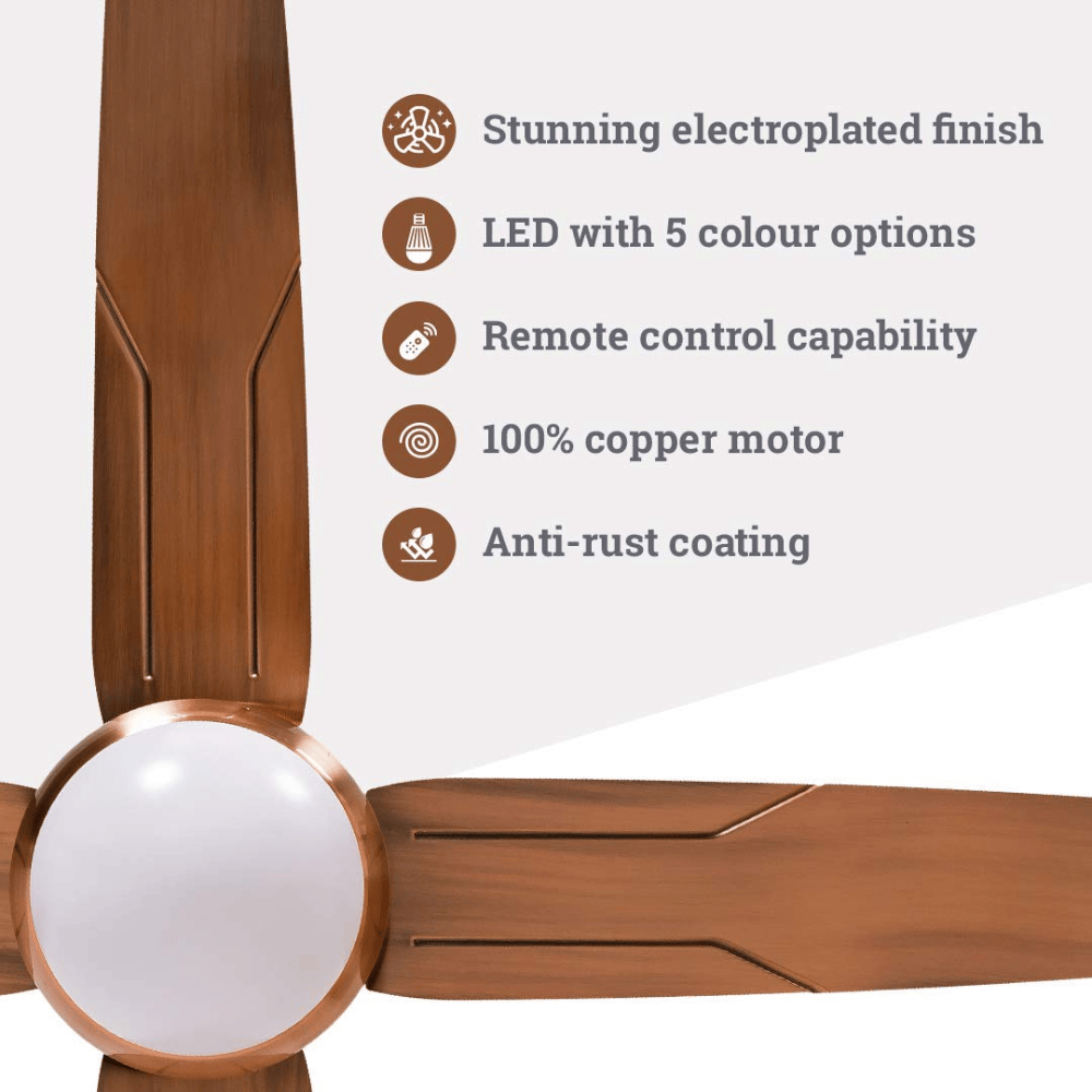 SM Electrical Ceiling Lights Modern Trigger Glow Electroplated Ceiling Fan with Decorative Underlight - ESC-KC-422R