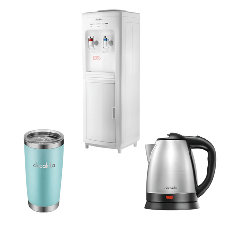SM Essential Bundles Kitchen Appliances AquaFresh Hydration Kit - Decakila Water Dispenser, Stainless Steel Mug Tumbler 566ml And Decakila 1.8L Stainless Steel Electric Kettle 1500W