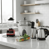SM Essential Bundles Kitchen Tools & Accessories Cook And Save Combo Deal - Blender + Electric Kettle + Rice Cooker + Mandoline Slicer + 3 Pieces Knife