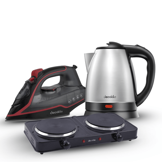 SM Essential Bundles Household Essentials Appliances Decakila Smart Home Basic Set - Electric Iron, Electric Kettle & Electric Double Hot Plate