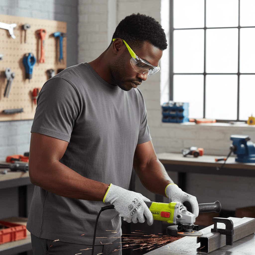 SM Essential Bundles Specialty Safety Equipment Dyllu Site-Standard Grinding Gear - Dyllu XL Cut Resistance Gloves - DTPG1805, Dyllu 710W Angle Grinder - DTAG15711, Dyllu Flank Protection Safety Goggles - DTSG1803