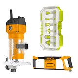 SM Essential Bundles Hand Saws & Cutting Tools Edge Pro Cut Set - Laminate Trimmer, Hacksaw And 6 Pieces Router Bits Set