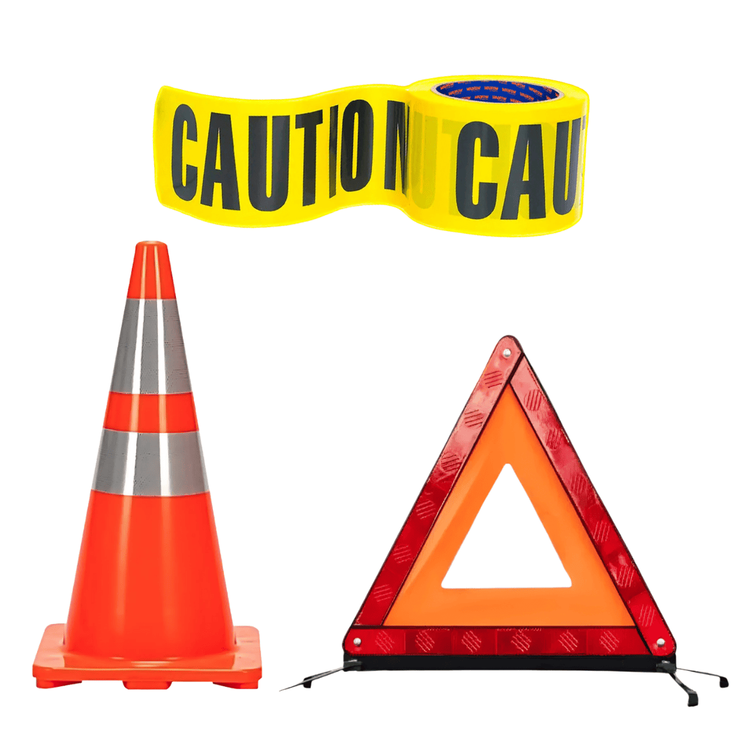SM Essential Bundles Specialty Safety Equipment Emergency Roadside Kit - Wadfow Reflective Traffic Cone + Wadfow PE Safety Warning Tape + Wadfow Triangle Warning Reflector 43CM