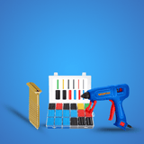 SM Essential Bundles Fastening Materials Bundle Fastening & Bonding Pack - Wadfow 240 Pieces 6x70mm Chipboard Screws, 45W Glue Gun & 120 Pieces Heat Shrink Tubing Assortment