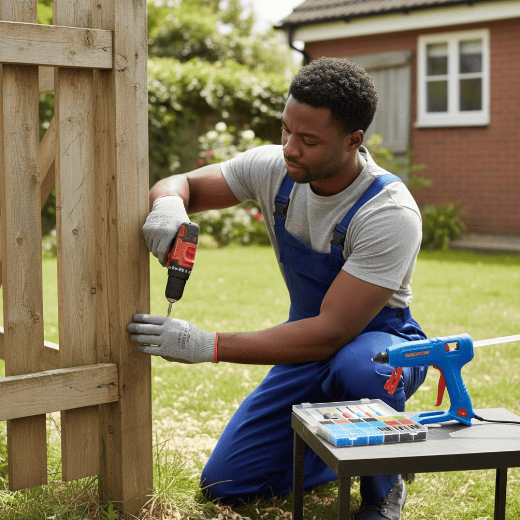 SM Essential Bundles Fastening Materials Bundle Fastening & Bonding Pack - Wadfow 240 Pieces 6x70mm Chipboard Screws, 45W Glue Gun & 120 Pieces Heat Shrink Tubing Assortment