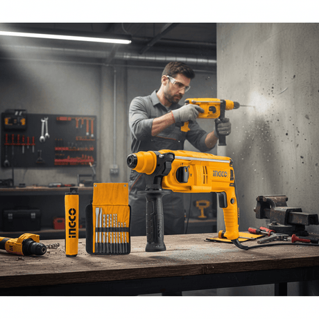 SM Essential Bundles Specialty Safety Equipment Ingco Heavy Duty Rotary Hammer & Bits Bundle